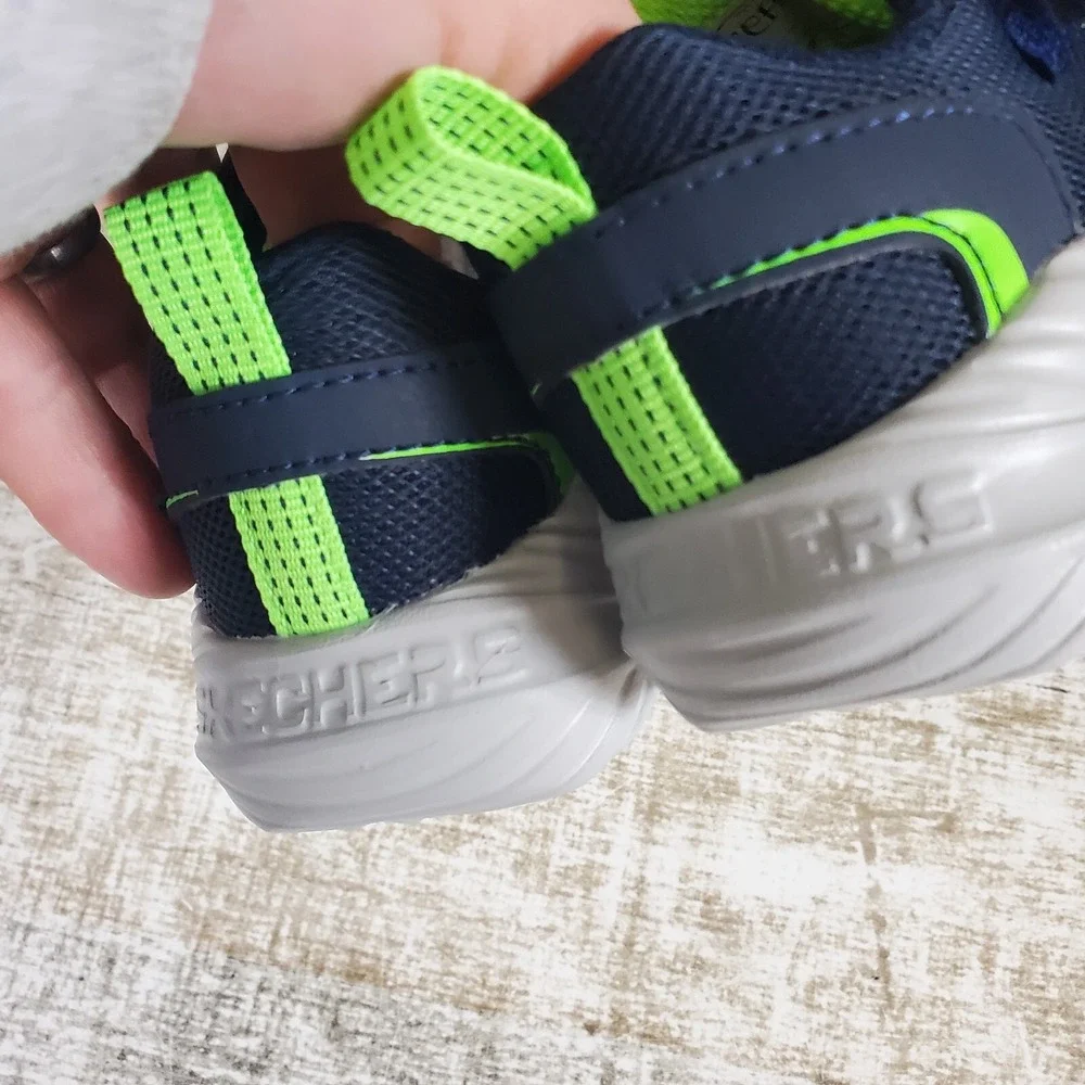 Skechers Nitro Sprint Kids Shoes Sz 9 Running Navy Blue Gray Logo Mesh Sneakers